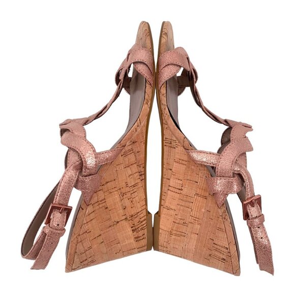 Donald Pliner Jooli Wedge Sandals Womens 6.5 Rose Gold Pink Metallic Summer - Picture 5 of 8